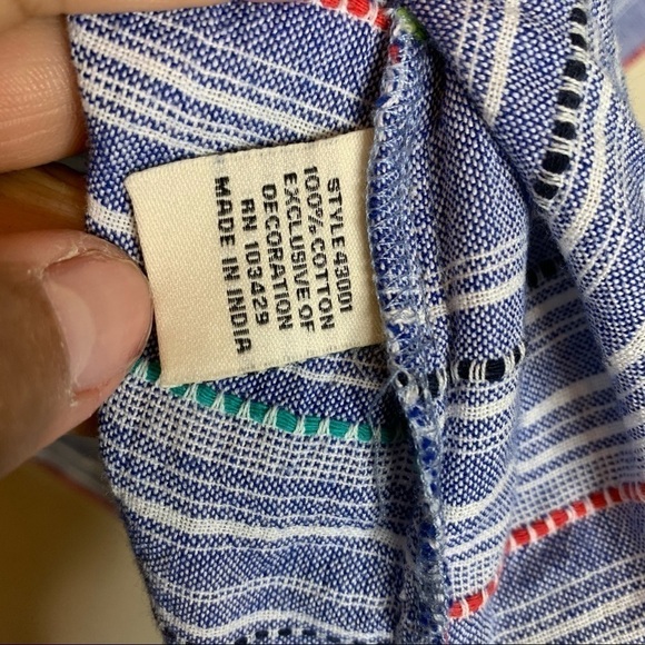 Caffe Marrakech Blue Striped Peasant Blouse - Picture 4 of 4